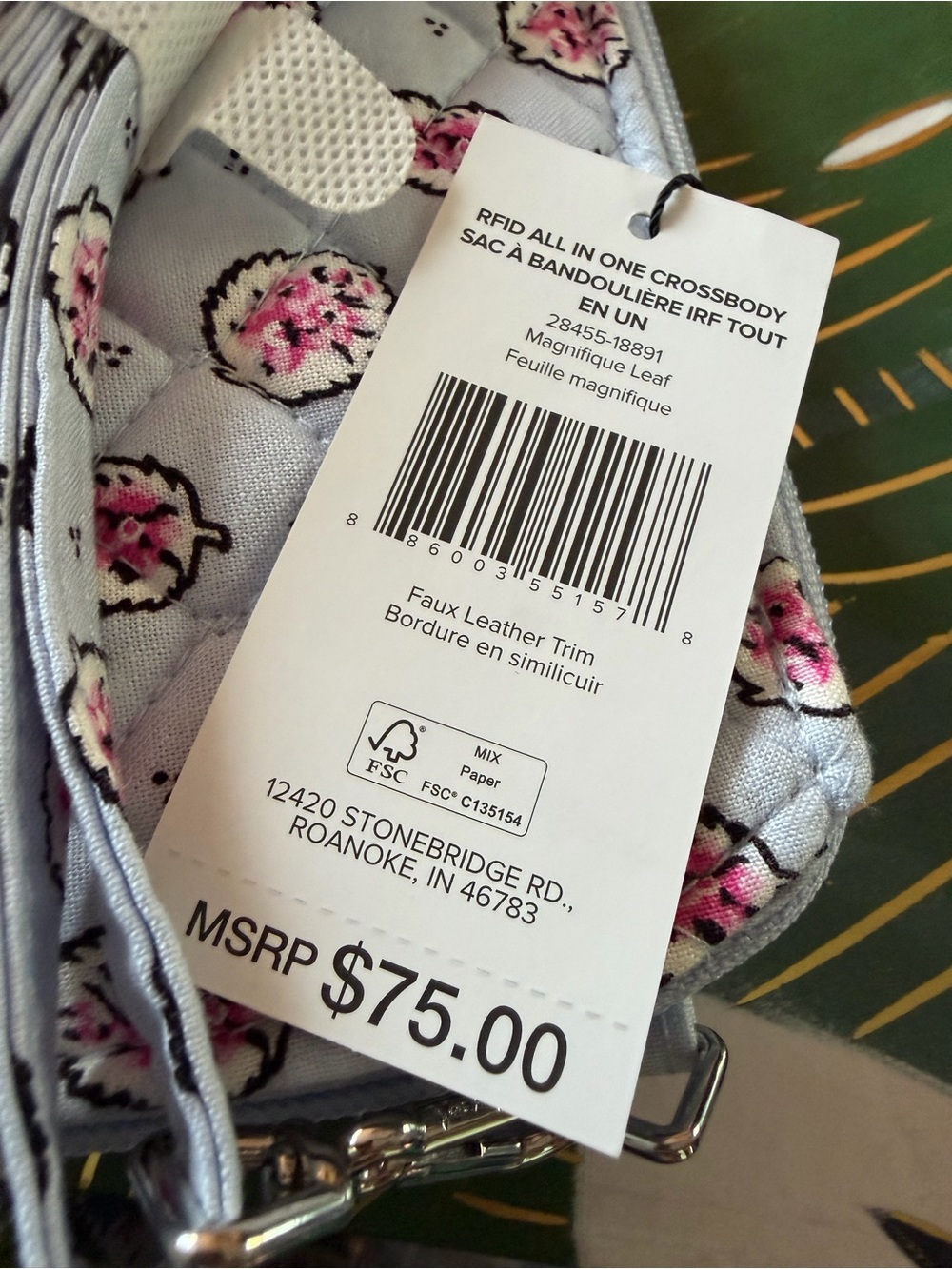 Vera Bradley RFID All In One Crossbody Wallet Magnifique Leaf NWT - Picture 7 of 7
